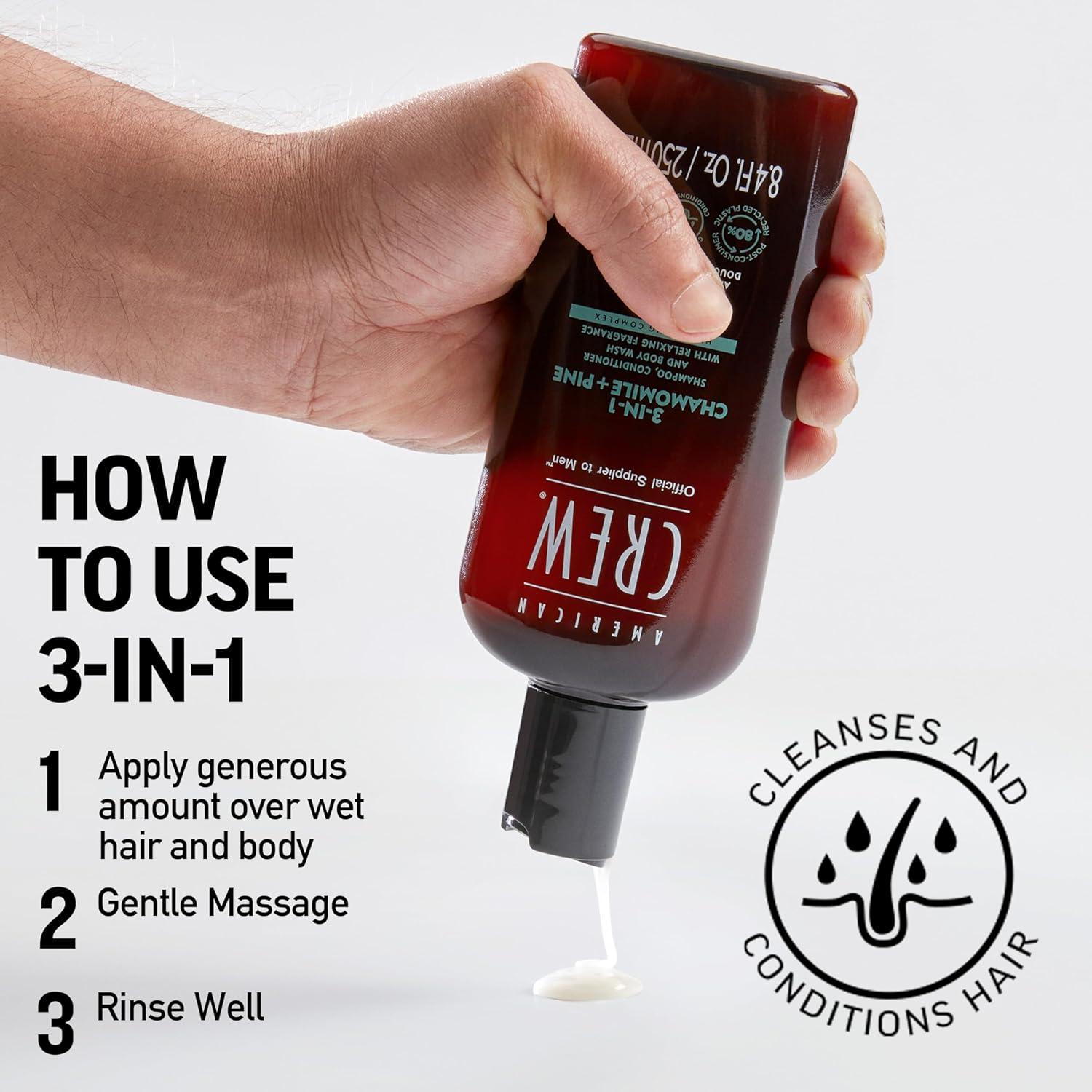 imageAmerican Crew Shampoo Conditioner amp Body Wash for Men 3in1 338 Fl OzChamomile Pine