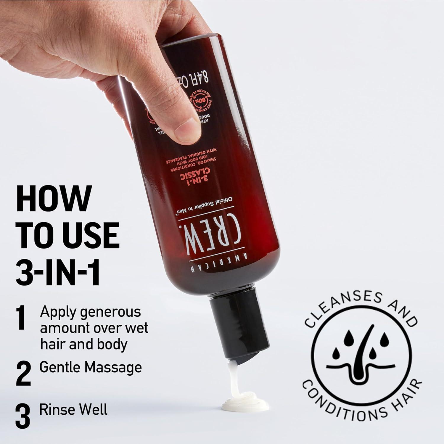 imageAmerican Crew Shampoo Conditioner amp Body Wash for Men 3in1 338 Fl OzClassic