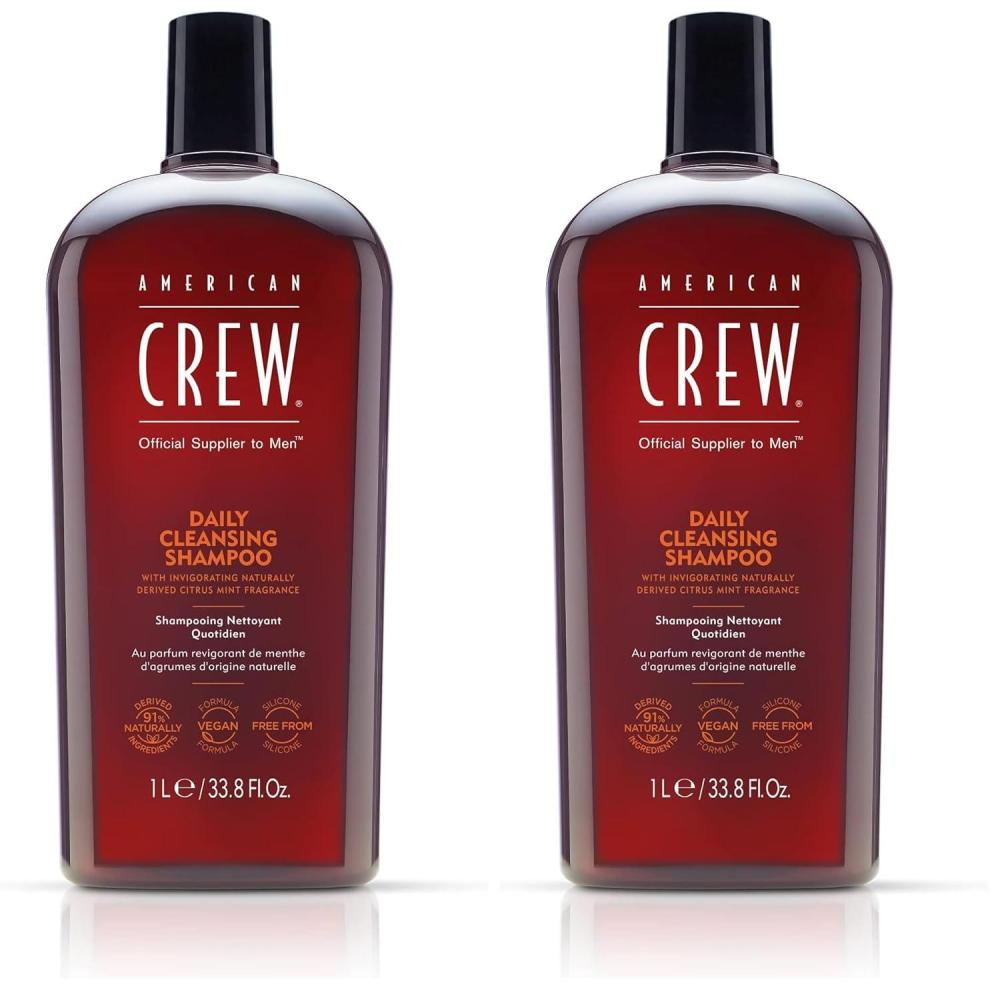 imageAmerican Crew Shampoo for Men Daily Cleanser Naturally Derived Vegan Formula Citrus Mint Fragrance 338 Fl Oz338 Fl Oz Pack of 2
